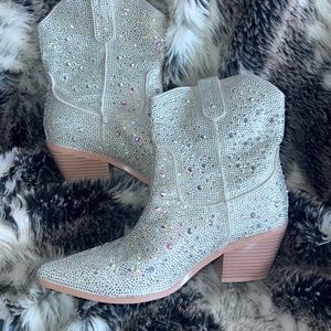 Sparkly cowboy boot eras Taylor swift booties rhinestone